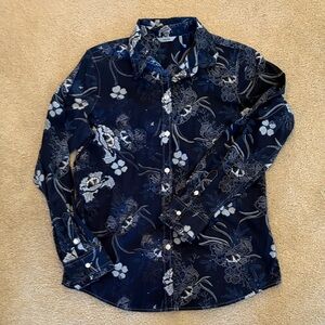 Izod Dark Blue Floral Women's Button Down Shirt